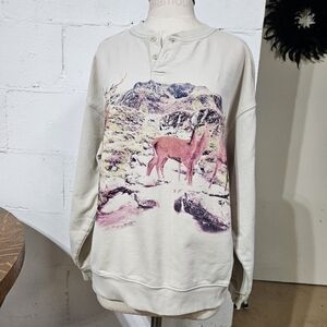 Levi Deer Motif 2button Sweatshirt